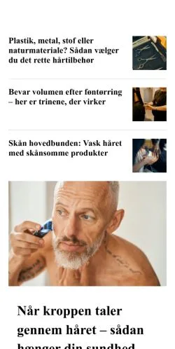 Preview of the flerehaar.dk website, a media outlet in Denmark for sponsored articles