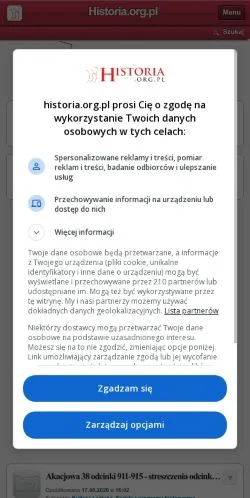 Anteprima del sito Historia, media di Polonia per articoli sponsorizzati