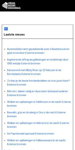 Anteprima del sito Lokaal Nieuws Roosendaal, media di Paesi Bassi per articoli sponsorizzati