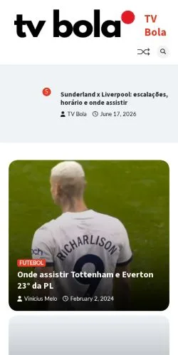 Anteprima del sito TV Bola, media di Stati Uniti per articoli sponsorizzati
