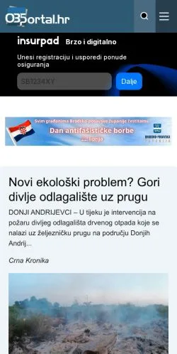 스폰서 기사용 크로아티아 매체 035portal Slavonski Brod 사이트 미리보기