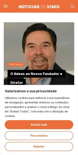 Anteprima del sito Notícias de Viseu, media di Portogallo per articoli sponsorizzati