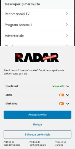Anteprima del sito Radar De Media, media di Romania per articoli sponsorizzati
