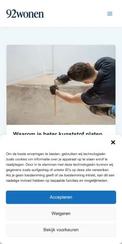 Voorbeeld van de site 92Wonen, medium uit Nederland voor gesponsorde artikelen