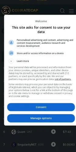 Vista previa del sitio Coinratecap, medio de Estados Unidos para artículos patrocinados