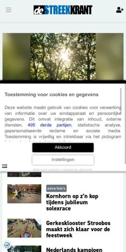 Anteprima del sito DeStreekKrant, media di Paesi Bassi per articoli sponsorizzati