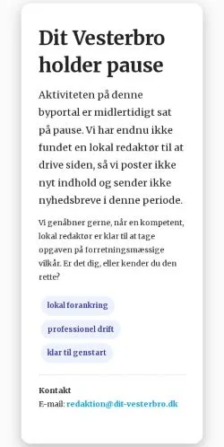 Anteprima del sito Dit Vesterbro, media di Danimarca per articoli sponsorizzati