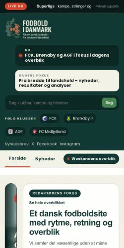 Podgląd witryny Danske fodboldklubber, medium z kraju Dania do artykułów sponsorowanych