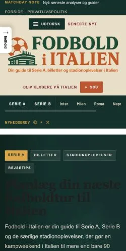 Anteprima del sito Fodbold i Italien, media di Danimarca per articoli sponsorizzati
