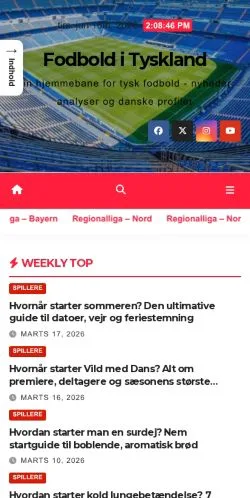 Podgląd witryny Fodbold i Tyskland, medium z kraju Dania do artykułów sponsorowanych