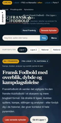 Anteprima del sito Fransk Fodbold, media di Danimarca per articoli sponsorizzati