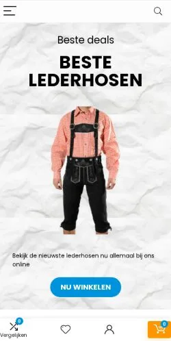 Podgląd witryny Lederhosen, medium z kraju Belgia do artykułów sponsorowanych