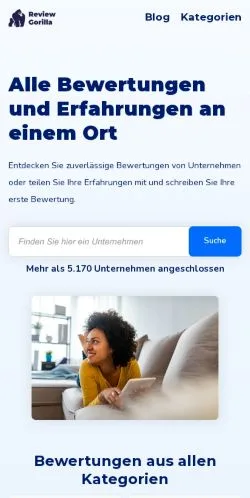 Vista previa del sitio Review Gorilla, medio de Alemania para artículos patrocinados
