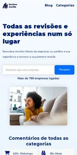 Podgląd witryny Review Gorilla, medium z kraju Portugalia do artykułów sponsorowanych