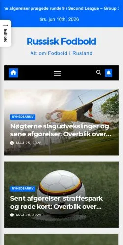 Anteprima del sito Russisk Fodbold, media di Danimarca per articoli sponsorizzati