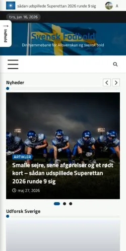 Voorbeeld van de site Svensk Fodbold, medium uit Denemarken voor gesponsorde artikelen