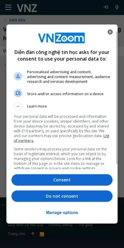 Anteprima del sito VN-Z, media di Vietnam per articoli sponsorizzati
