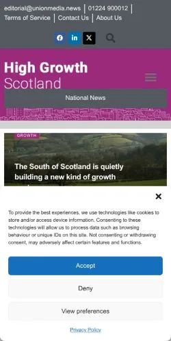 스폰서 기사용 영국 매체 High Growth Scotland 사이트 미리보기