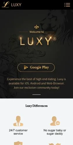Förhandsvisning av webbplatsen Luxy, medium i USA för sponsrade artiklar