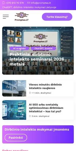 Anteprima del sito Promptas AI Training, media di Lituania per articoli sponsorizzati