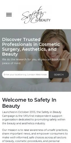 Podgląd witryny Safety In Beauty, medium z kraju Stany Zjednoczone do artykułów sponsorowanych