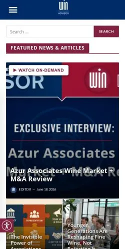 Vista previa del sitio Wine Industry Advisor, medio de Estados Unidos para artículos patrocinados