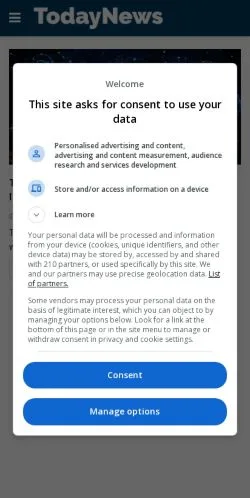 Anteprima del sito Today News, media di Regno Unito per articoli sponsorizzati