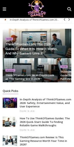 Voorbeeld van de site Thinkofgames, medium uit Verenigde Staten voor gesponsorde artikelen