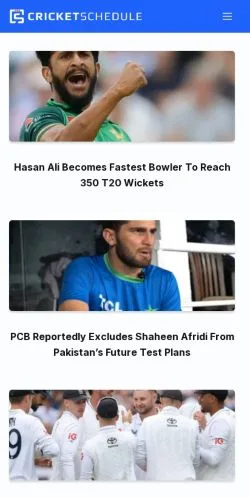 Aperçu du site Cricket Schedule, média de États-Unis pour articles sponsorisés