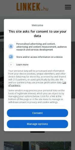 Anteprima del sito Linkek, media di Ungheria per articoli sponsorizzati