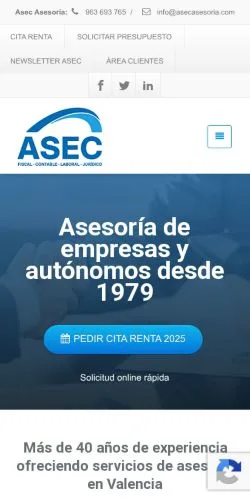 Förhandsvisning av webbplatsen Asec Asesoría, medium i Spanien för sponsrade artiklar