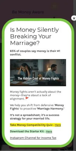Forhåndsvisning av nettstedet Be Money Aware, medium fra USA for sponsede artikler