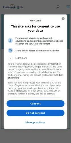 Anteprima del sito Fiskeopskrift, media di Danimarca per articoli sponsorizzati