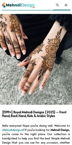 Anteprima del sito iMehndi Designs, media di India per articoli sponsorizzati