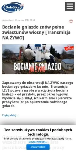 Vista previa del sitio Telewizja Sokółka, medio de Polonia para artículos patrocinados