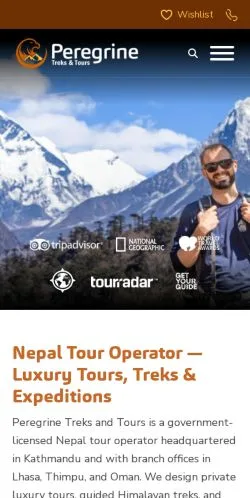 Anteprima del sito Peregrine Treks, media di Stati Uniti per articoli sponsorizzati