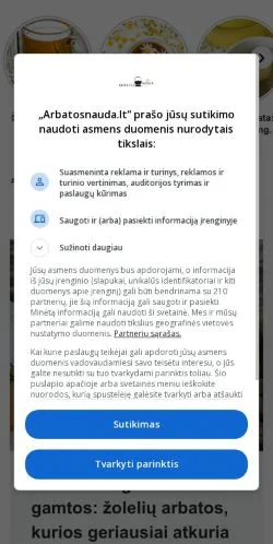 Anteprima del sito Arbatos Nauda, media di Lituania per articoli sponsorizzati