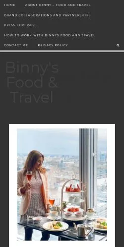 Anteprima del sito Binny's Food & Travel, media di Stati Uniti per articoli sponsorizzati