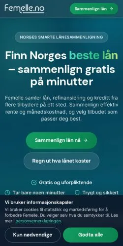 Podgląd witryny Femelle, medium z kraju Norwegia do artykułów sponsorowanych