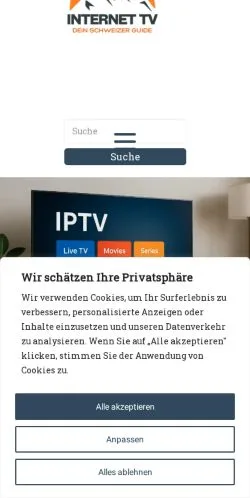 Vista previa del sitio Internet, medio de Suiza para artículos patrocinados