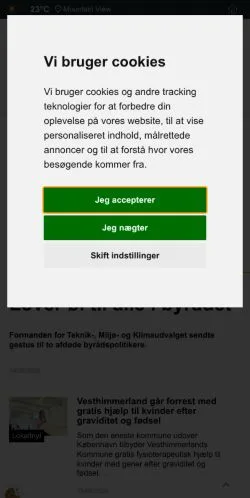 Podgląd witryny Forside, medium z kraju Dania do artykułów sponsorowanych