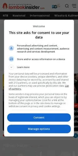 Anteprima del sito Lombok Insider, media di Indonesia per articoli sponsorizzati