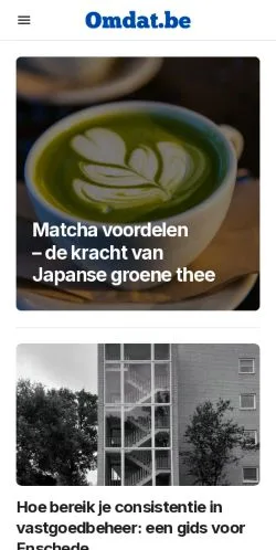 Pré-visualização do site Omdat, meio de Bélgica para artigos patrocinados