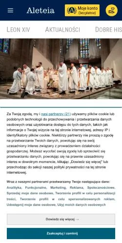 Podgląd witryny Aleteia Polska, medium z kraju Polska do artykułów sponsorowanych