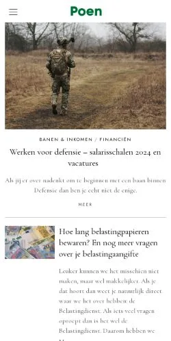 スポンサード記事向けのオランダメディア、Poenのサイトプレビュー