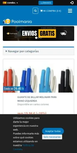 Förhandsvisning av webbplatsen Poolmania, medium i Spanien för sponsrade artiklar