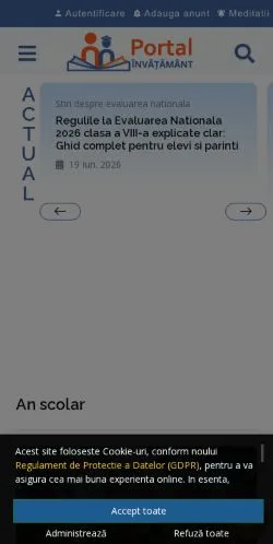 스폰서 기사용 루마니아 매체 Portal Invatamant 사이트 미리보기