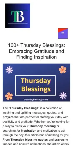 Anteprima del sito Thursday Blessings, media di Stati Uniti per articoli sponsorizzati