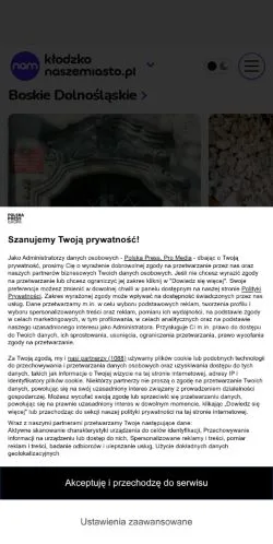 Anteprima del sito Kłodzko Nasze Miasto, media di Polonia per articoli sponsorizzati