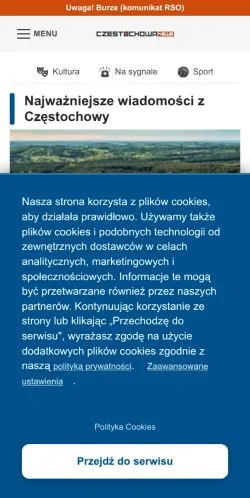 스폰서 기사용 폴란드 매체 Częstochowa News 사이트 미리보기
